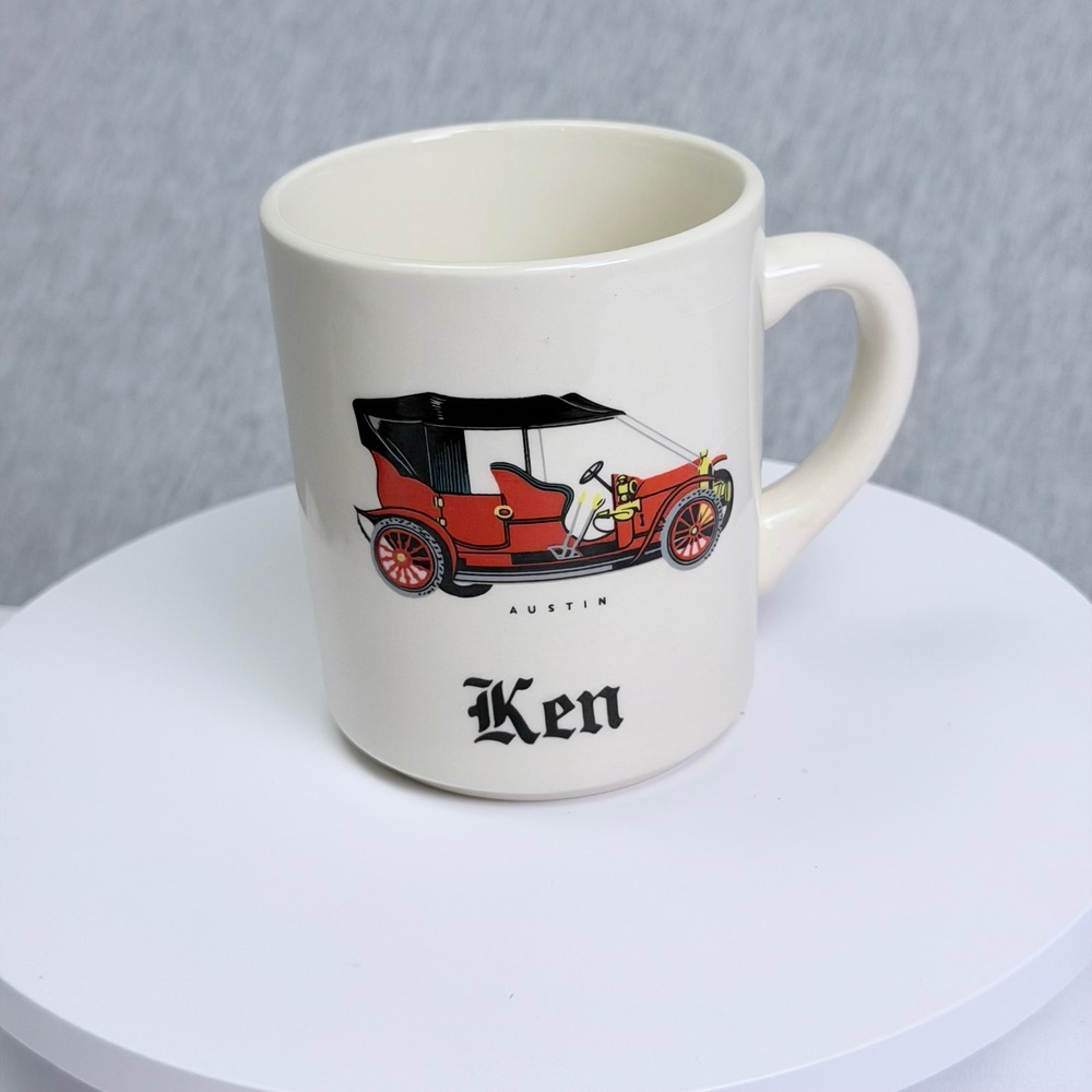 Vintage Mr Mugs England Austin Antique Car Personalized Ken Coffee Cup Cream